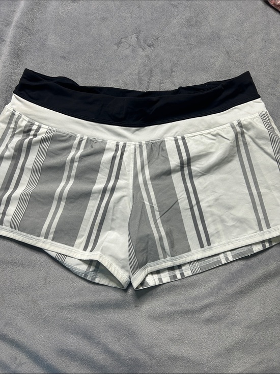 lululemon athletica Pants - Women's Stripe Athletic Shorts in White and Gray